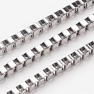 304 Stainless Steel Venetian Chains, Box Chain, Unwelded, Stainless Steel Color, 3x3mm(CHS-K001-34B)