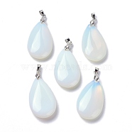 Synthetic Opalite Pendants, with Brass Finding, Teardrop, 35x20x7.5~9mm, Hole: 4x3.5mm(G-D084-01P-A05)