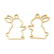 Ion Plating(IP) 316L Surgical Stainless Steel Pendants, Laser Cut, Rabbit Charm, Real 18K Gold Plated, 15x13x1mm, Hole: 1.4mm(STAS-D078-11G)