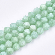 Natural Myanmar Jade/Burmese Jade Beads Strands, Star Cut Round Beads, Faceted, 6x5.5x5.5mm, Hole: 1mm, about 60~61pcs/strand, 14.5 inch~14.7 inch(G-T108-27A)