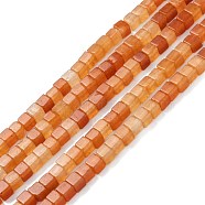 Natural Red Aventurine Beads Strands, Cube, 4x4x4mm, Hole: 1.2mm, about 95pcs/strand, 15.16''(38.5cm)(G-F631-K15)