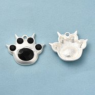 Rack Plating Alloy Pendant, with Acrylic, Lead Free & Cadmium Free, Paw Print, Matte Silver Color, 21x25.5x5mm, Hole: 1.5mm(PALLOY-H129-11MS)