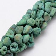 Electroplated Natural Quartz Beads Strands, Nuggets, Turquoise, 10~13x10~12x6~10mm, Hole: 1mm, about 35~36pcs/strand, 14.96 inch(G-K109-03-C)