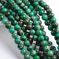 Dyed & Heated Natural Imperial Jasper Round Bead Strands, Sea Green, 6mm, Hole: 1mm, about 68pcs/strand, 16 inch(G-M274-07-6mm)