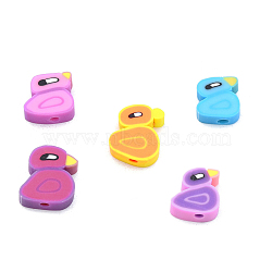Handmade Polymer Clay Beads, Duck, Mixed Color, 9.5x11x4mm, Hole: 1.8mm(CLAY-C001-02)
