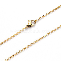 Vacuum Plating 304 Stainless Steel Cable Chain Necklace, with Lobster Claw Clasp, Golden, 19.68 inch(50cm), Link: 2.5x2x0.5mm(NJEW-S420-007A-G)