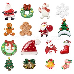 SUNNYCLUE 32Pcs 16 Style Opaque Resin Cabochons, Christmas Theme, Mixed Shape, Mixed Color, 19~35x17.5~32x3~8mm, 2pcs/style(FIND-SC0002-62)