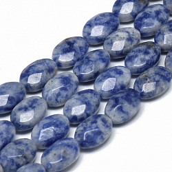 Natural Blue Spot Jasper Bead Strands, Faceted, Oval, 8x6x4mm, Hole: 1mm, about 26pcs/strand, 7.8 inch(X-G-T070-6x8mm-06)