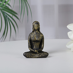Resin Yoga Woman Prayer Statue, Fengshui Meditation Sculpture Home Decoration, Coffee, 36x56x80mm(DJEW-PW0013-55A-03)