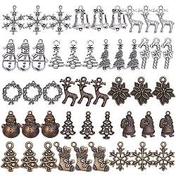 SUNNYCLUE Tibetan Style Alloy Pendants, Christmas Theme, Antique Silver, 74x72x17mm, 48pcs/box(TIBE-SC0002-06)