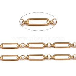 Ion Plating(IP) 304 Stainless Steel Figaro Chains, Unwelded, with Spool, Real 18K Gold Plated, Oval: 13x4.5x1mm, Ring: 4x1.5mm, about 32.8 Feet(10m)/roll(CHS-L022-04G)