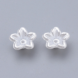 ABS Plastic Imitation Pearl Beads, Flower, White, 10x10.5x5mm, Hole: 1mm(X-OACR-S010-A-Z9)