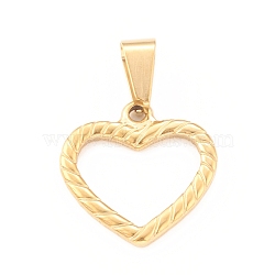 Ion Plating(IP) 304 Stainless Steel Pendants, Hollow, Heart Charm, Golden, 21x21x2mm, Hole: 4x8mm(STAS-F288-17G)