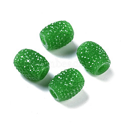 Opaque Resin European Jelly Colored Beads, Large Hole Barrel Beads, Bucket Shaped, Green, 15x12.5mm, Hole: 5mm(RESI-B025-02A-11)