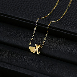 Alloy Letter Heart Pendant Necklaces for Women, Golden, Letter X, 15.75 inch(40cm)(WGBB55E-20)