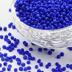 (Repacking Service Available) Glass Seed Beads, Opaque Colours Seed, Small Craft Beads for DIY Jewelry Making, Round, Blue, 12/0, 2mm, about 12g/bag(SEED-C019-2mm-48)