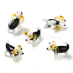 Handmade Lampwork Home Decorations, 3D Dog Ornaments for Gift, Black, 24~24.5x14~15.5x20~21mm(LAMP-K039-22)