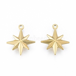 Ion Plating(IP) 304 Stainless Steel Pendants, Star, Golden, 21x17x4mm, Hole: 1.6mm(X-STAS-N097-256LG)