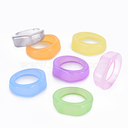 Chunky Transparent Acrylic Finger Rings for Teen Girl Women, Mixed Color, US Size 7 1/2(17.7mm)(X-RJEW-T010-17)