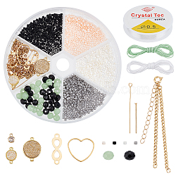 ARRICRAFT DIY Charm Bracelet Making Kits, Including Stainless Steel Chain Bracelet Makings, Glass Beads, Brass Links & Charms, Waxed Cotton Cord, Golden(DIY-AR0002-47)