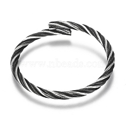 Adjustable 304 Stainless Steel Expandable Bangle Making, Twisted, Gunmetal & Stainless Steel Color, Inner Diameter: about 2-1/2 inch(6.2cm) (BJEW-M286-02A)