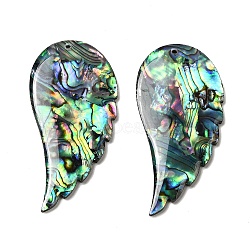 Natural Abalone Shell/Paua Shell Big Pendants, Wing Charms, 51.5x25x2.5mm, Hole: 1.5mm(SHEL-K006-14)