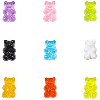 Resin Cabochons, Bear, Mixed Color, 17x12x7mm, 144pcs/box