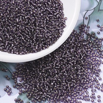 MIYUKI Round Rocailles Beads, Japanese Seed Beads, 11/0, (RR24) Silverlined Amethyst, 2x1.3mm, Hole: 0.8mm, about 1111pcs/10g