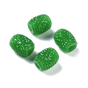 Opaque Resin European Jelly Colored Beads, Large Hole Barrel Beads, Bucket Shaped, Green, 15x12.5mm, Hole: 5mm