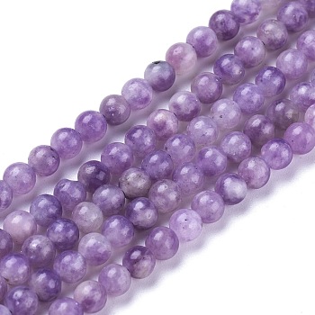 Natural Lepidolite/Purple Mica Stone Beads Strands, Round, 8.5mm, Hole: 1.2mm, about 46pcs/Strand, 15.35 inch(39cm)