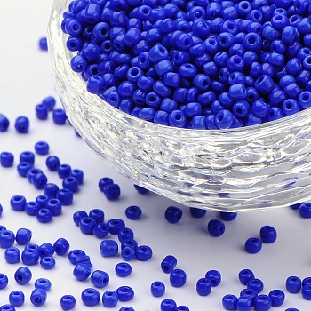 (Repacking Service Available) Glass Seed Beads, Opaque Colours Seed, Small Craft Beads for DIY Jewelry Making, Round, Blue, 12/0, 2mm, about 12g/bag