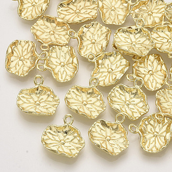 Alloy Charms, Lotus Leaf, Light Gold, 14x14x4mm, Hole: 1.4mm