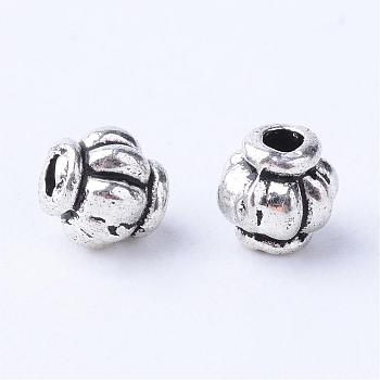 Tibetan Style Alloy Spacer Beads, Lantern, Cadmium Free & Lead Free, Antique Silver, 4x4mm, Hole: 1mm, about 5800pcs/1000g