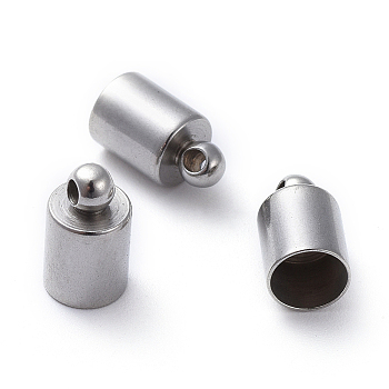 304 Stainless Steel Cord Ends, End Caps, Column, Stainless Steel Color, 10x6mm, Hole: 1.5mm, Inner Diameter: 5mm