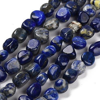 Natural Lapis Lazuli Beads Strands, Nuggets, Tumbled Stone, 7~13x4.5~10x4.5~10mm, Hole: 1.2mm, about 44~46pcs/strand, 15.08~16.14 inch(38.3~41cm)