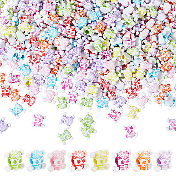 ARRICRAFT Qpaque Acrylic Beads, Skull, Mixed Color, 15x16x8mm, Hole: 4.5mm, 300pcs/box