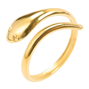 Vintage Stainless Steel Snake Couple Ring, Open Cuff Rings for Men and Women, Golden