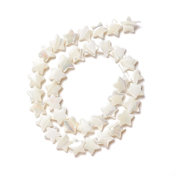 Natural Trochid Shell/Trochus Shell Beads, Star, Seashell Color, 12.5x11.5x3.5mm, Hole: 1mm, about 38pcs/strand, 15.63 inch(39.7cm)