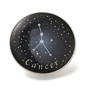 Twelve Constellation Creative Alloy Badges Constellation Brooches, Platinum, Cancer, 31mm