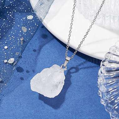 Colliers avec pendentif en forme de pépite de cristal de quartz naturel(NJEW-JN04507-05)-2