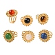 Round Natural Mixed Stone Finger Rings(RJEW-Q822-16G)-1