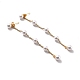 Round Plastic Pearl Beaded Long Chain Dangle Stud Earrings(STAS-D179-04G-01)-1