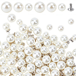 ABS Imitation Pearl Snap Rivet Butt Screw, for Scrapbook Photo Albums Binding and Leather Saddles Purses Belt Repair, Round, Platinum, 10~14mm(DIY-GF0013-38)
