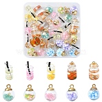 30Pcs 10 Styles Glass Pendants, with Plastic Finding and Foam Inside, Mixed Color, 16~28x16~29x16~28mm, Hole: 1.6~2.5mm, 3pcs/style(GLAA-YW0003-61)