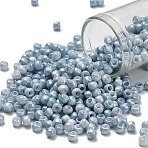 TOHO 6/0 Round Beads, Japanese Seed Beads, (1205) Opaque Cream Denim Marbled, 4mm, Hole: 1.5mm, about 840pcs/50g(SEED-XTR06-1205)