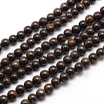 Natural Bronzite Round Bead Strands, 4~5mm, Hole: 0.8~1mm, about 90pcs/strand, 15 inch(G-P128-68-4mm)
