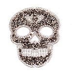 Skull Rhinestone Patches, Iron/Sew on Appliques, Costume Accessories, for Clothes, Bag Pants, Shoes, Cellphone Case, Sandy Brown, 90x65x2mm(DIY-WH0199-35C)
