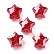 UV Plating Acrylic European Beads, Christmas Theme, Glitter Powder, Star, FireBrick, 21x22x13mm, Hole: 4mm(OACR-S142-02A)