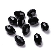 Glass Imitation Austrian Crystal Beads, Faceted, Oval, Black, 9x6mm, Hole: 0.8~1.4mm(GLAA-K055-01A)