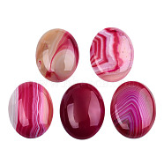 Natural Banded Agate/Striped Agate Cabochons, Dyed, Oval, Cerise, 40~41x30x7~9mm(G-T122-22A)